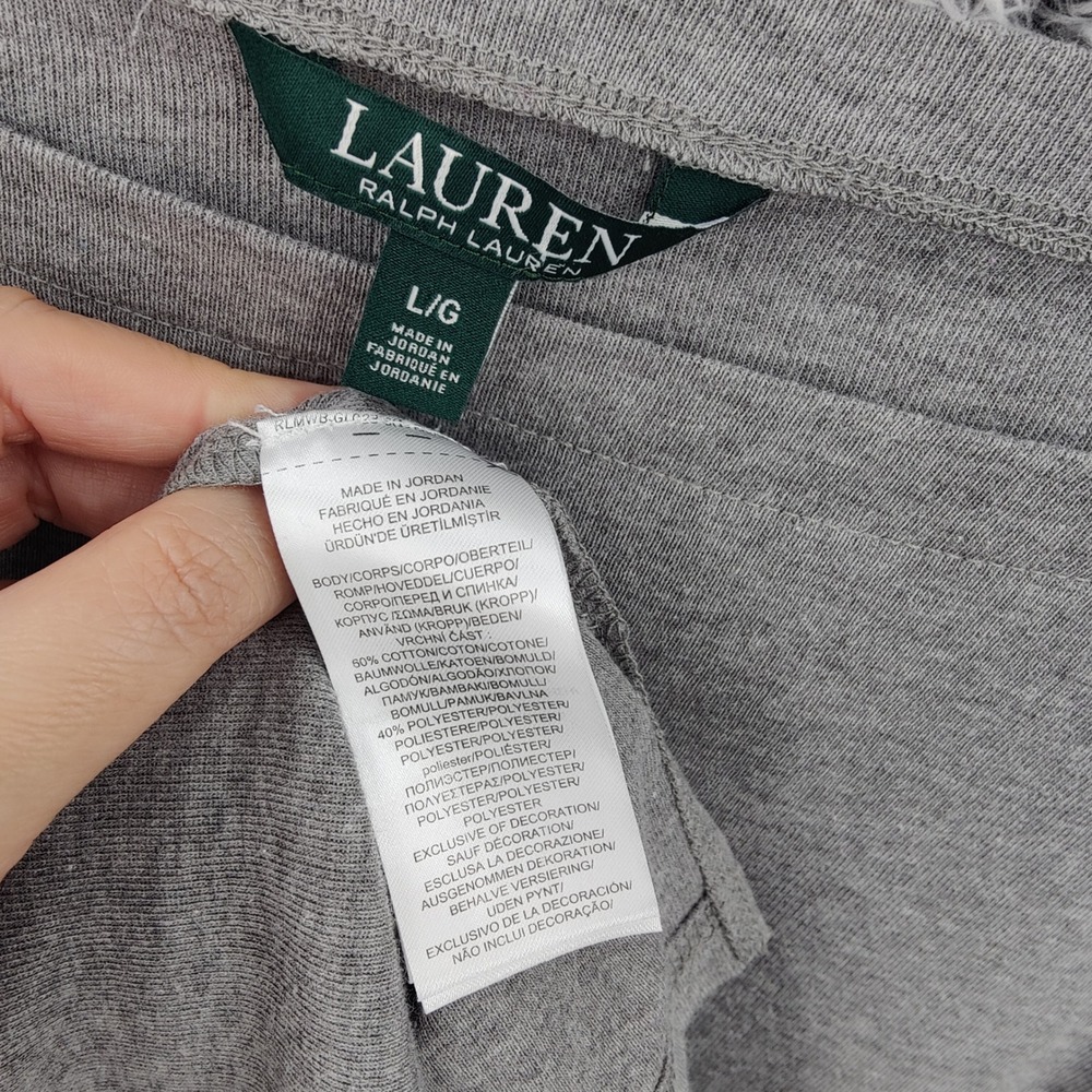 Ralph Lauren LRL Women Classic Preppy Old Money Knit Top L Gray Boat Neck Cuffed - Picture 5 of 16